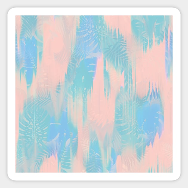 Tropical Rain / Abstract Exotic Leaves, Pastel Colors Sticker by matise